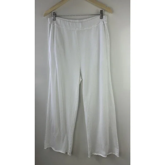 Eileen Fisher Lightweight Organic Cotton Terry Pant Easy Fit Crop Ankle White S - Picture 2 of 14